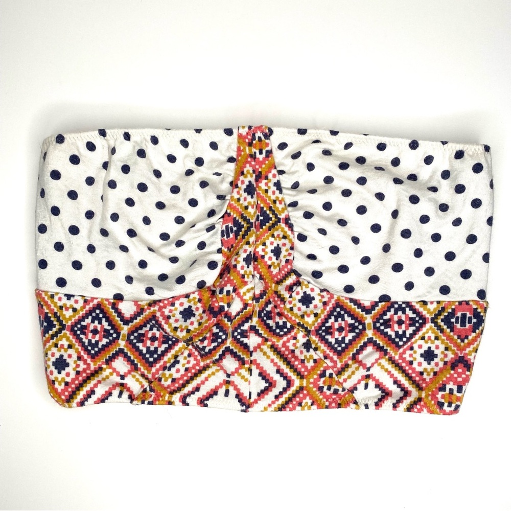 Intimately Free People Navy White Polka Dot Bandeau Top Mesh Lined Stretch
